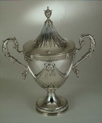 Two handled cup and cover, modelled on design by William Kent, 1774 by English School